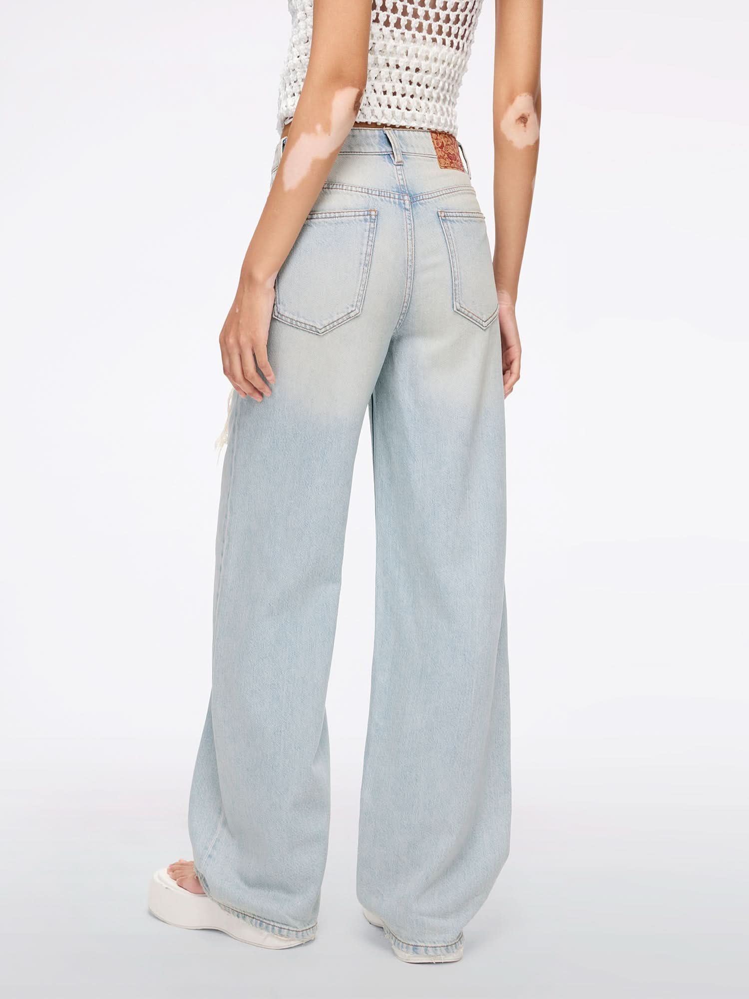 Patchwork Straight-Leg Jeans