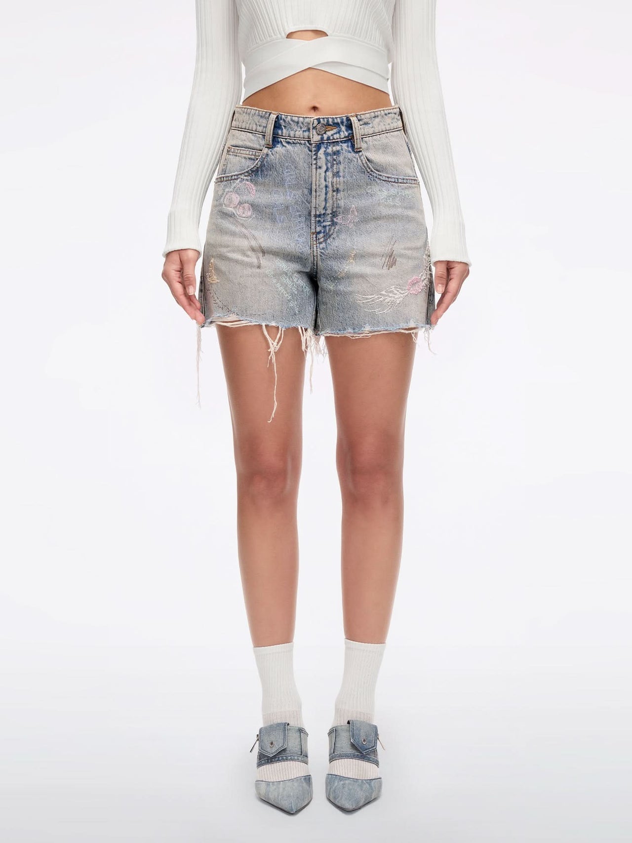 Graffiti Denim Shorts