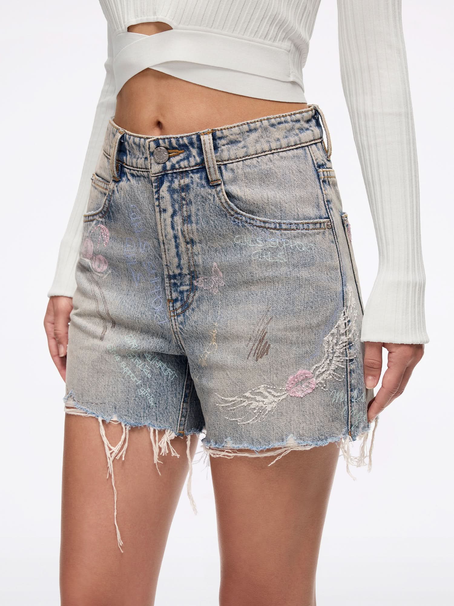 Graffiti Denim Shorts