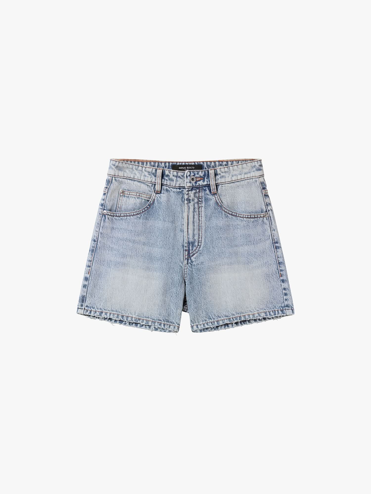 Embroidered Denim Shorts