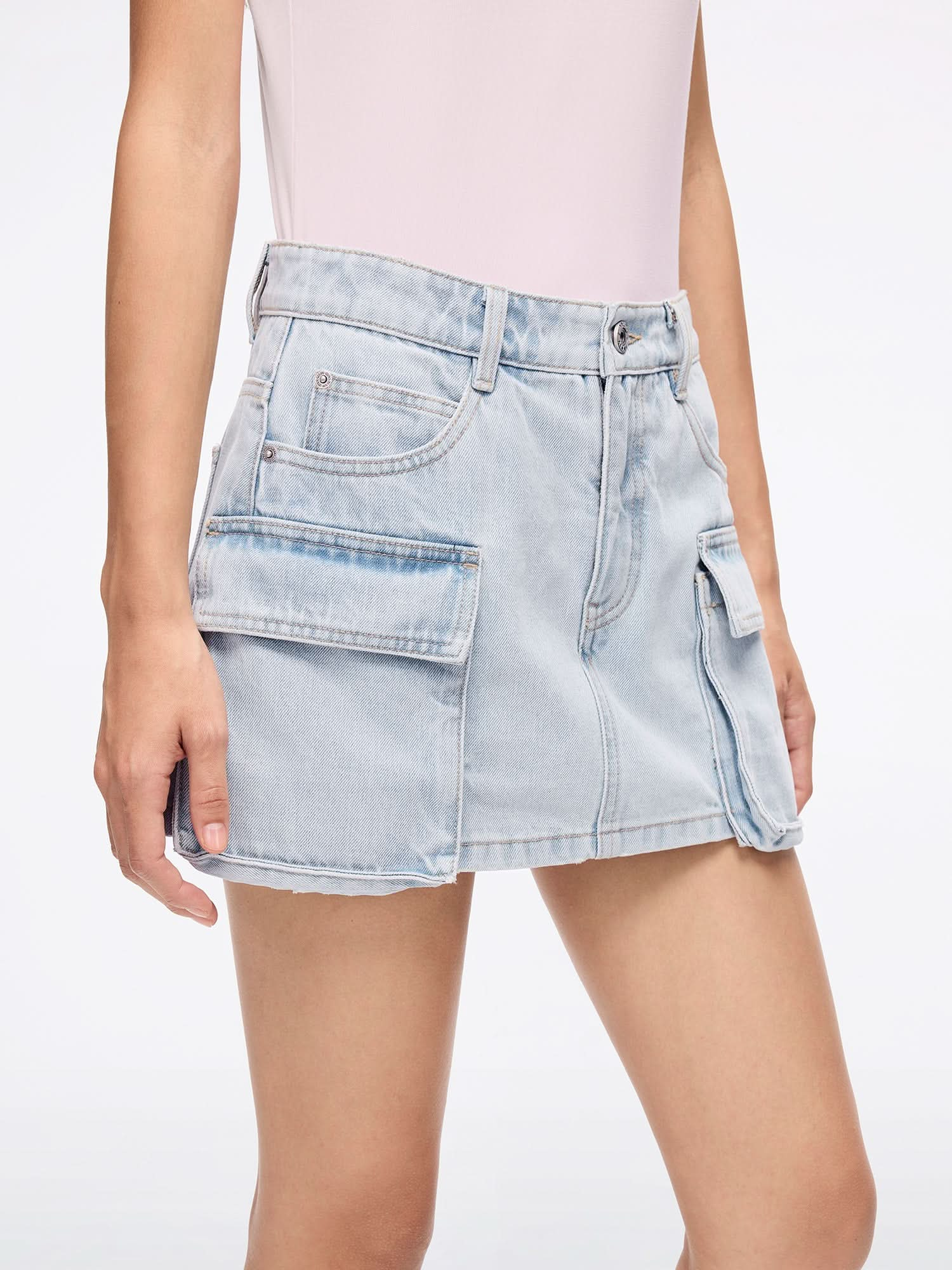 Utility-Style Denim Shorts