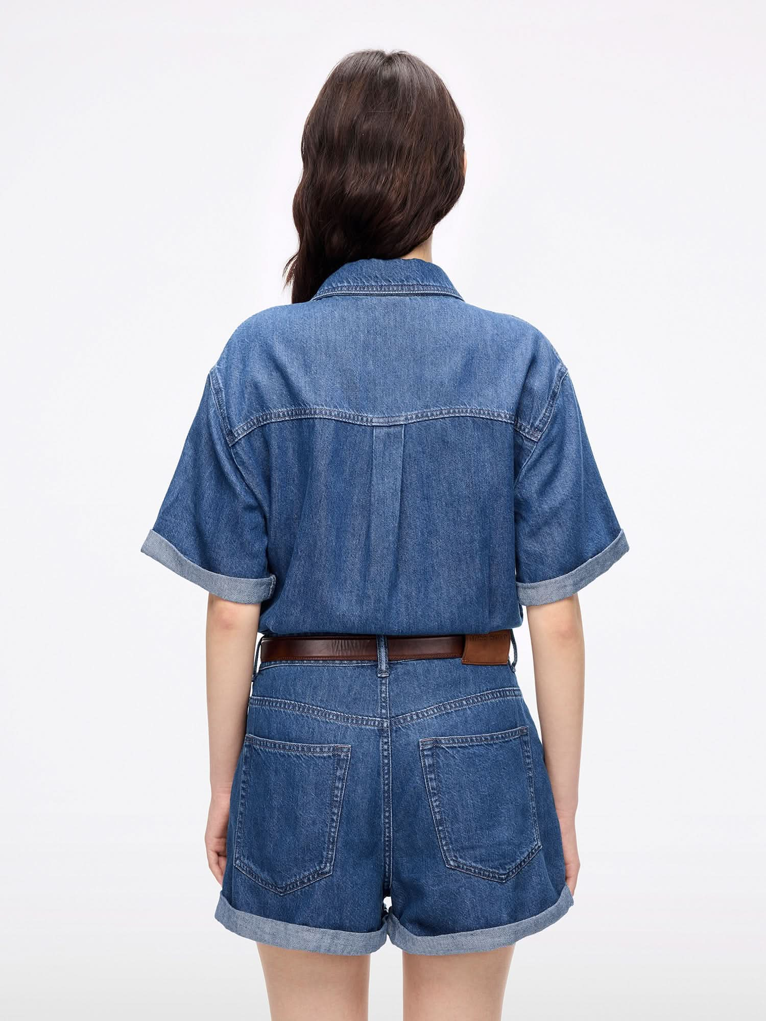 Denim Jumpsuit with Belt