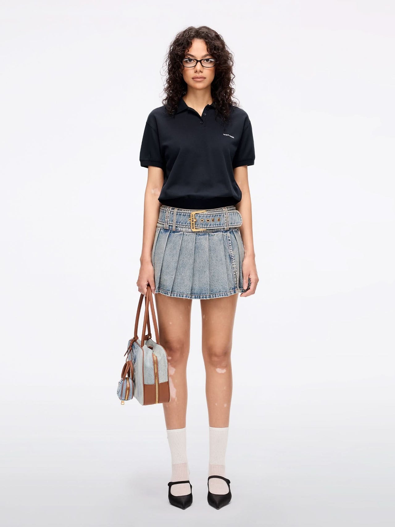Denim Mini Skirt with Belt