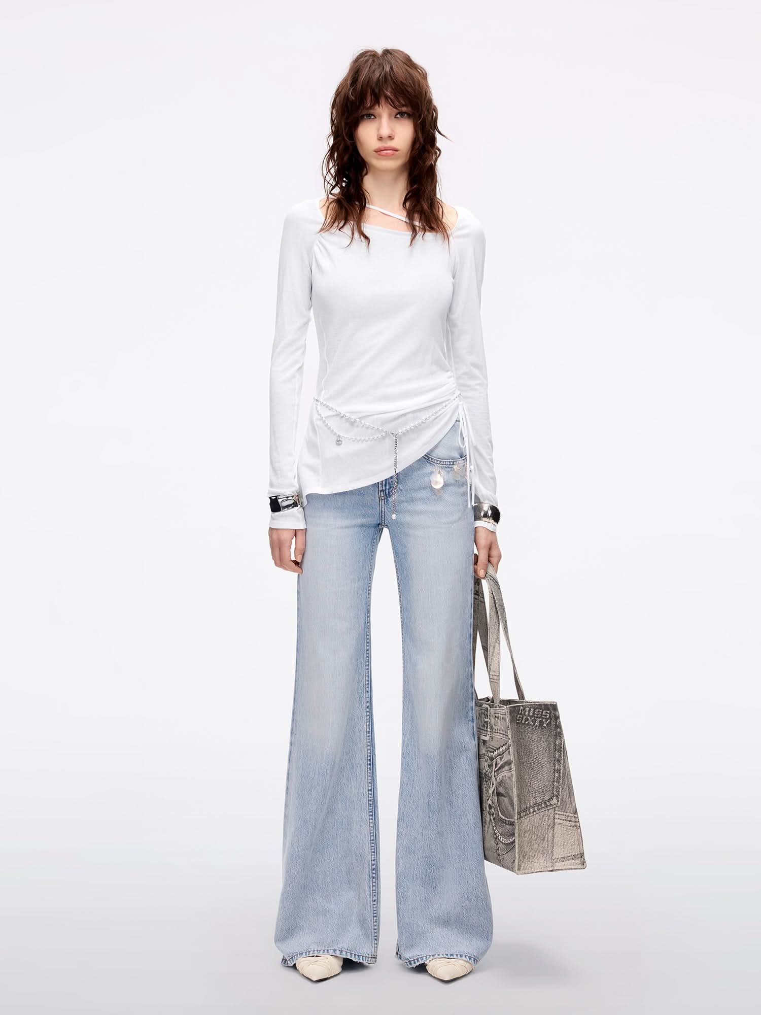Square Neck Drawstring T-Shirt