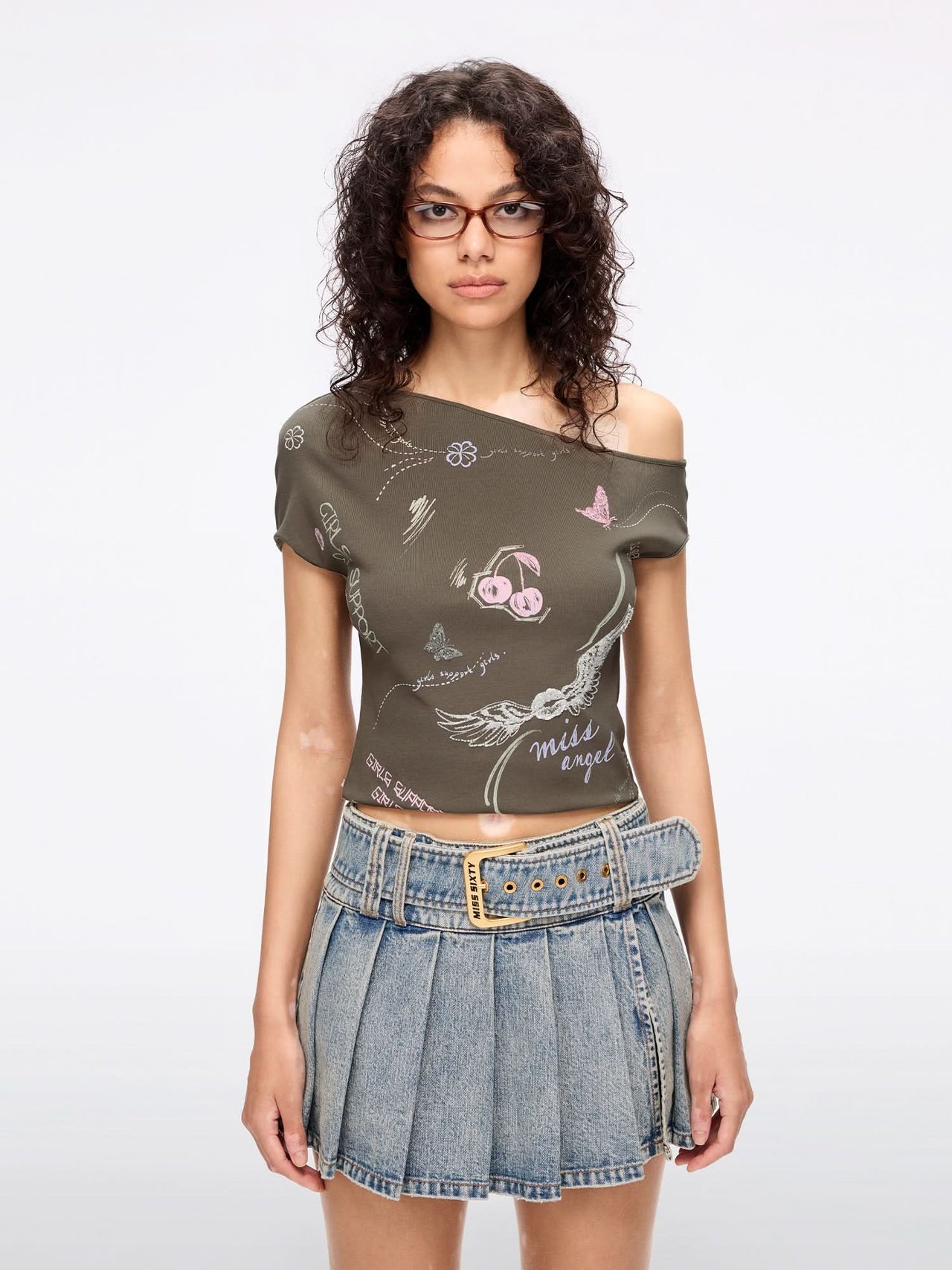 Graffiti Slanted Shoulder T-Shirt