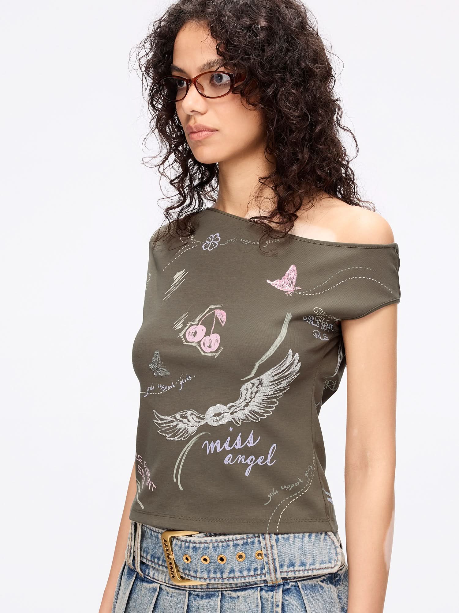 Graffiti Slanted Shoulder T-Shirt