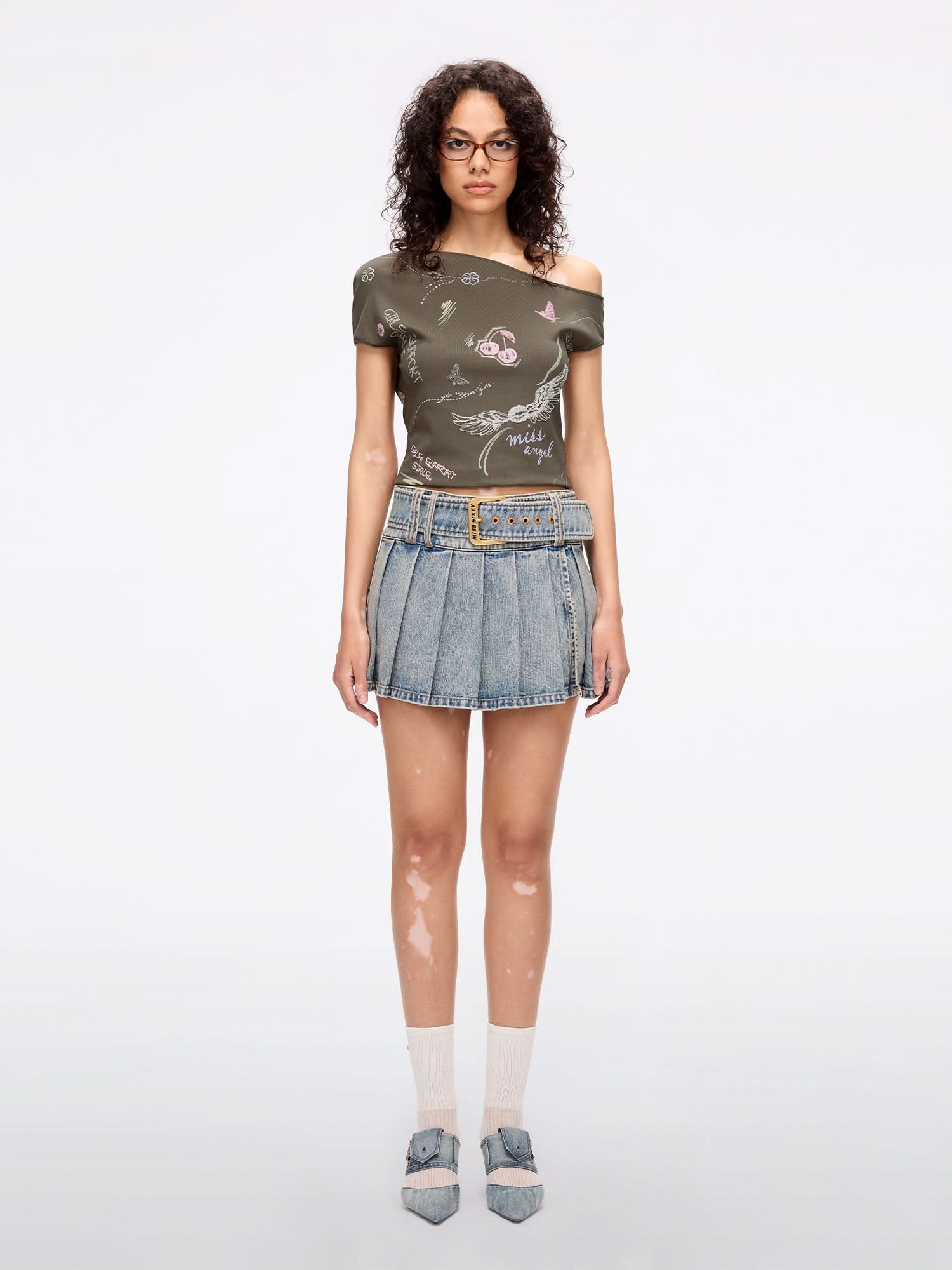 Graffiti Slanted Shoulder T-Shirt