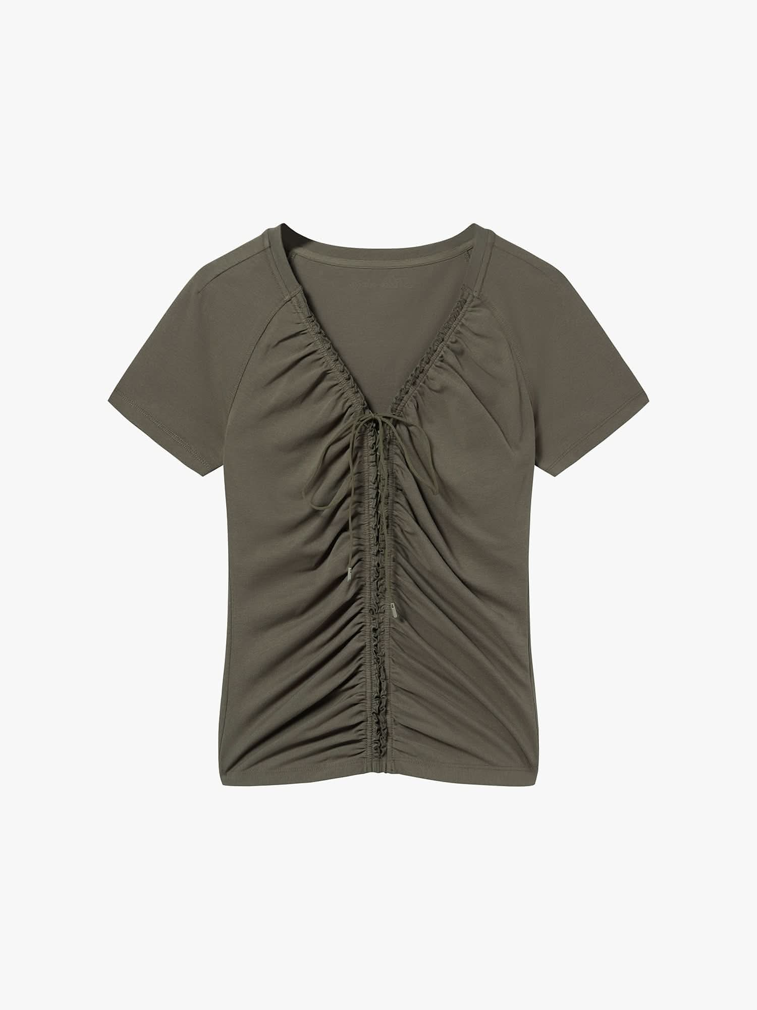 Lace-Up Cropped T-Shirt