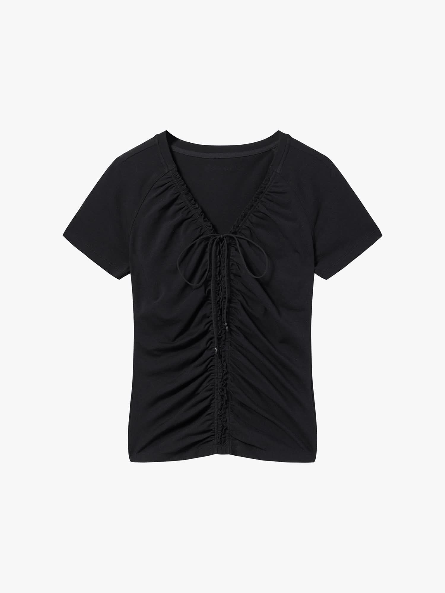 Lace-Up Cropped T-Shirt