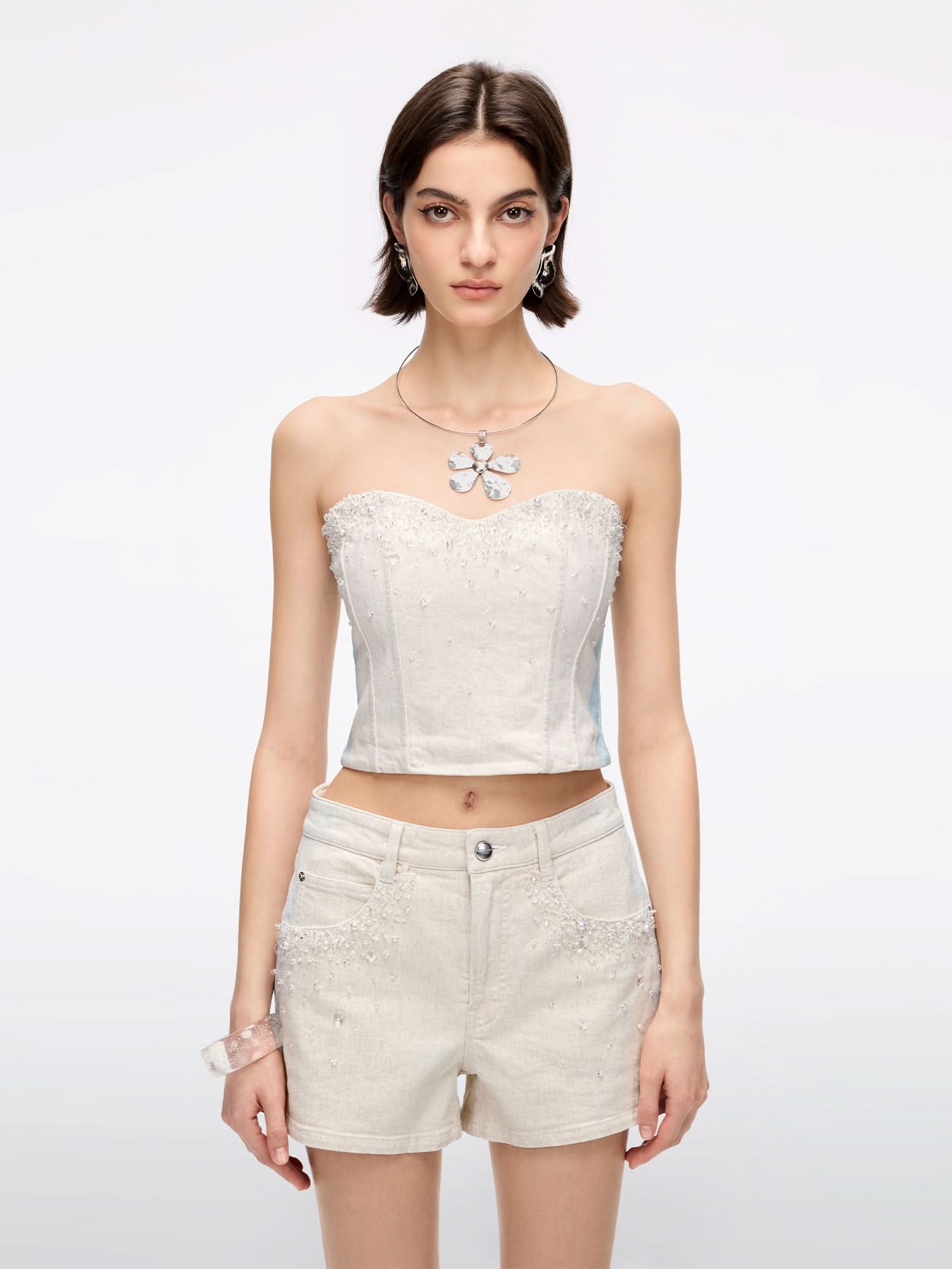 Beaded Denim Top