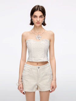 Beaded Denim Top
