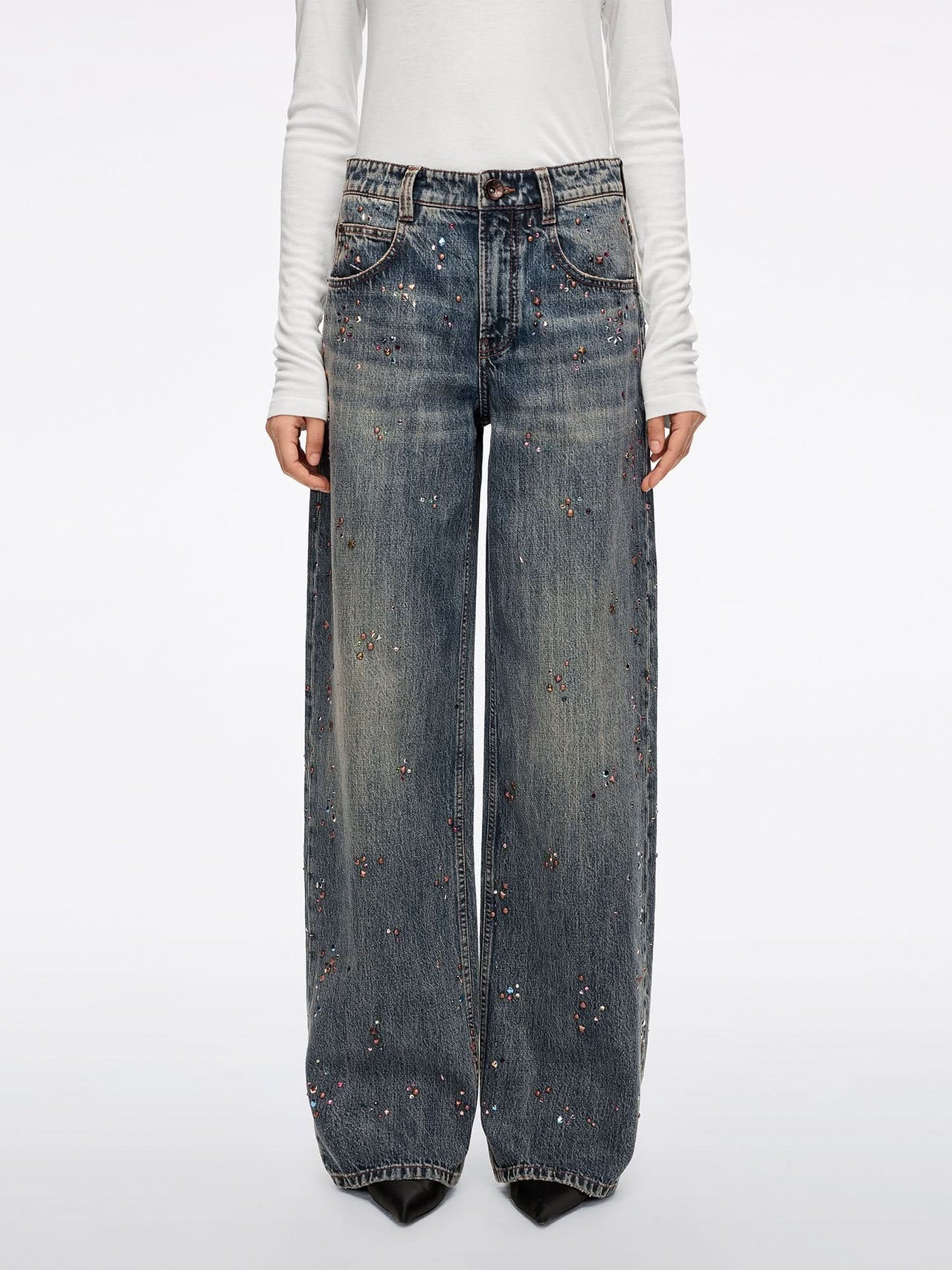 Rhinestone Loose-Fit Jeans