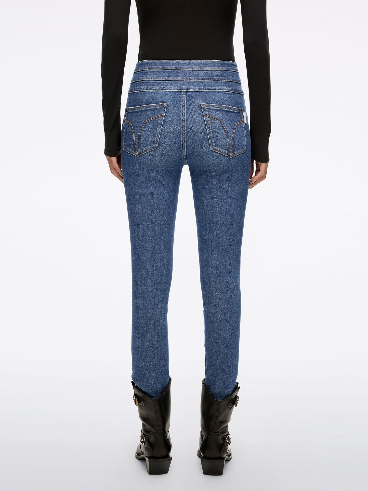 High Waisted Skinny Jeans-BLUE ATTACK
