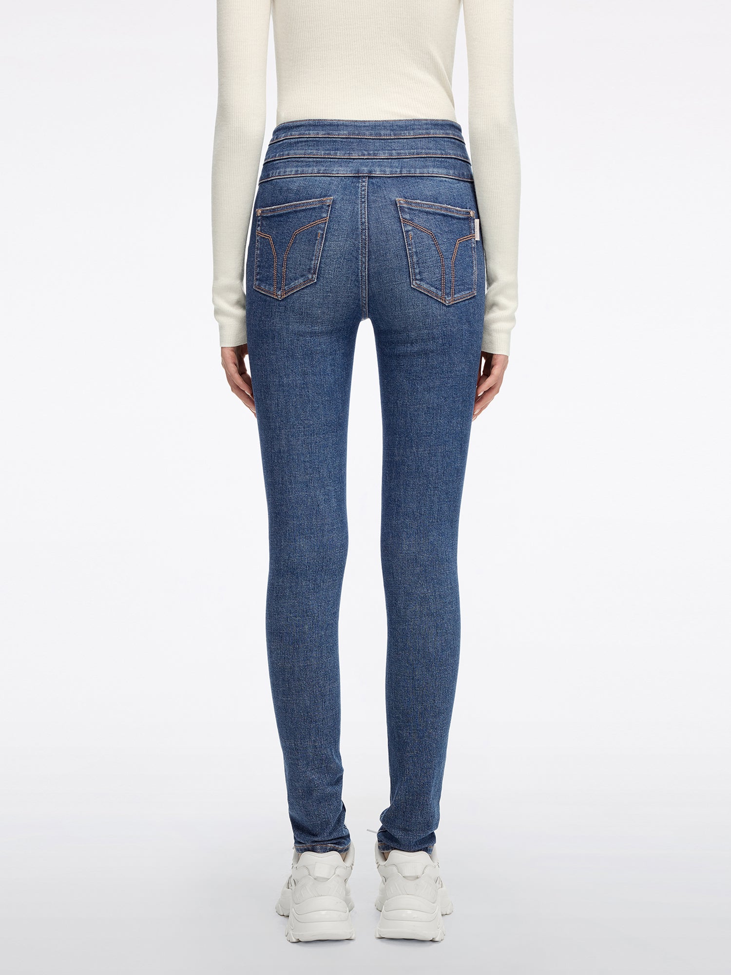 High Waisted Skinny Jeans-BLUE ATTACK