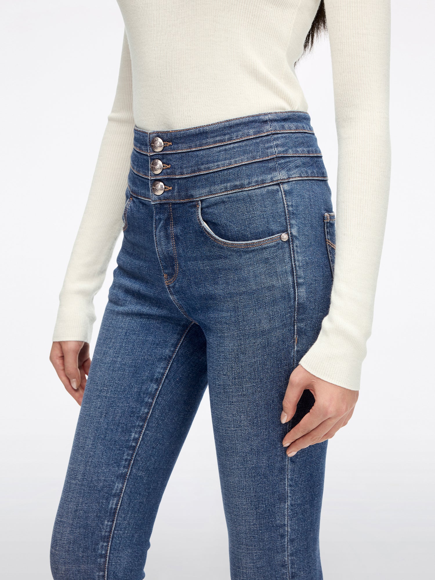 High Waisted Skinny Jeans-BLUE ATTACK