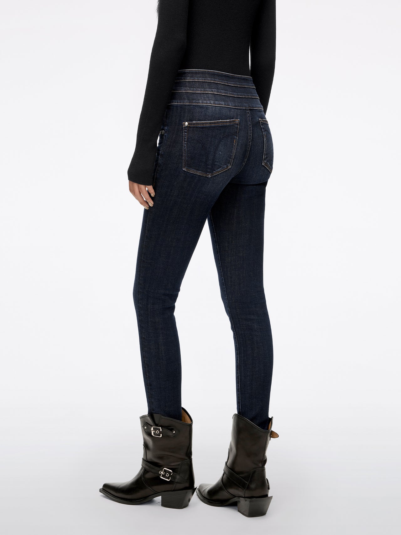 High Waisted Skinny Jeans-BLUE ATTACK