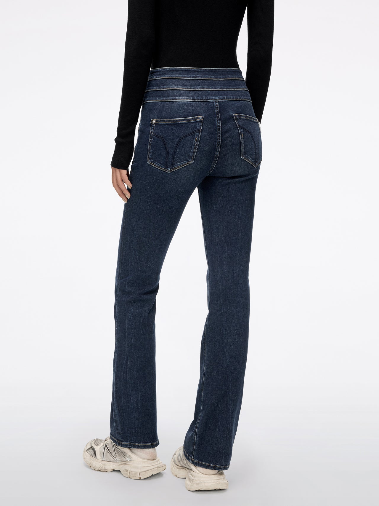 High Waisted Flare Jeans-BLUE ATTACK