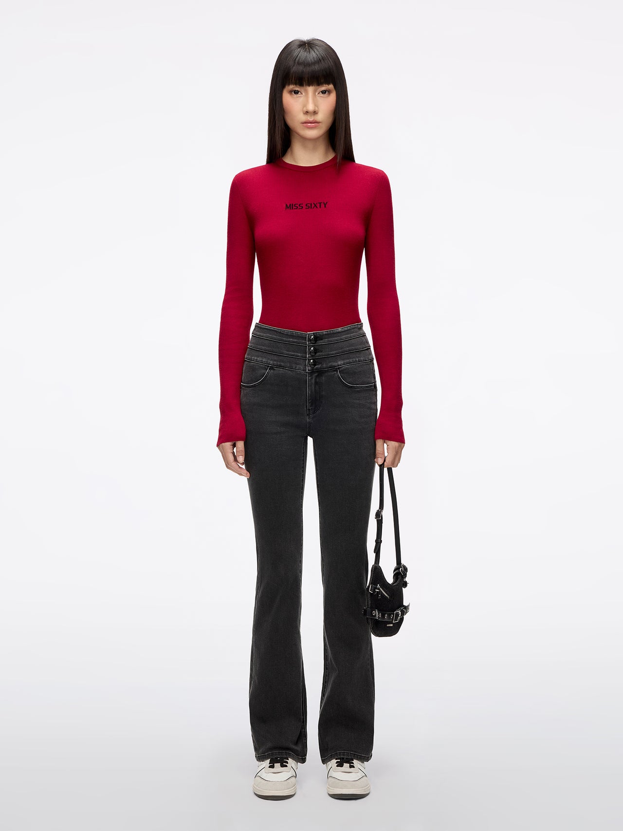 High Waisted Flare Jeans-BLUE ATTACK
