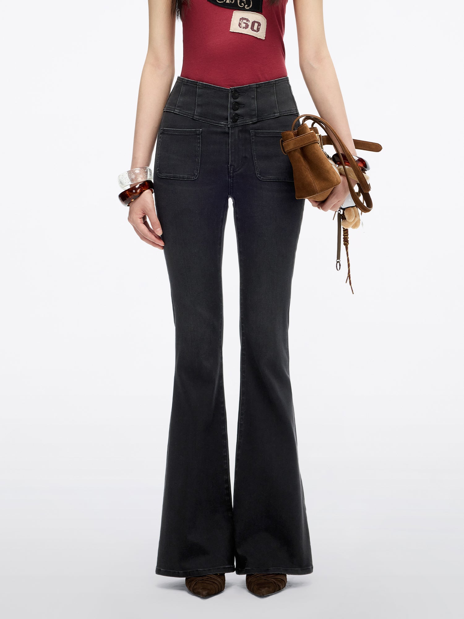 High Waisted Flared Jeans-ALICE
