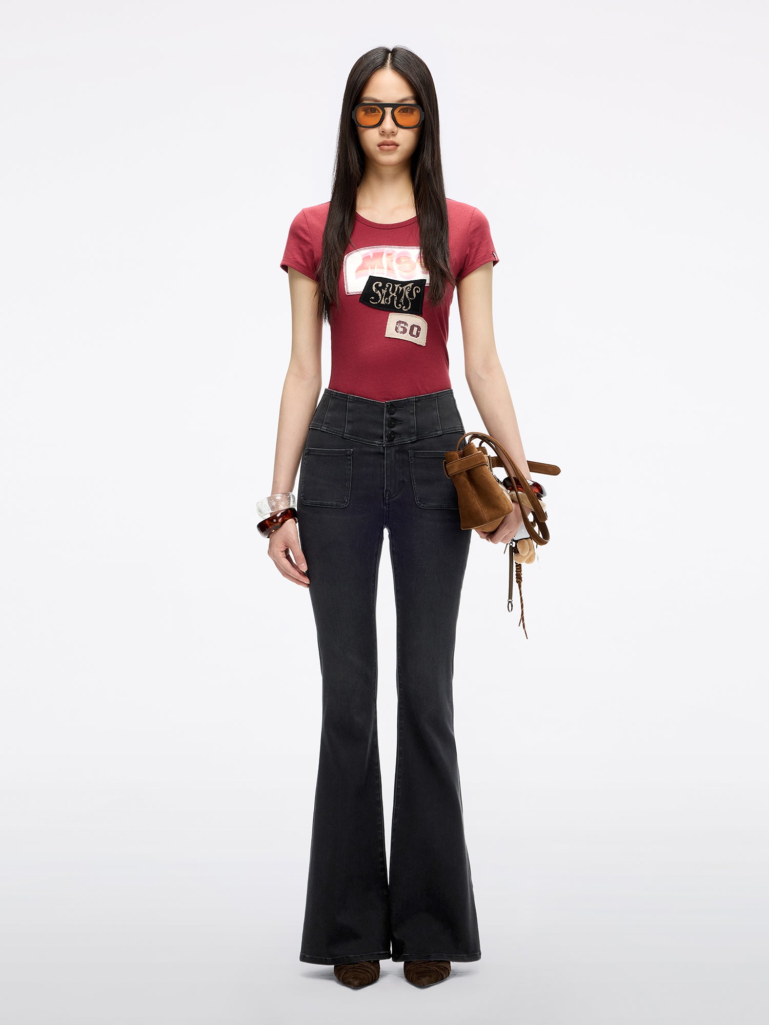 High Waisted Flared Jeans-ALICE