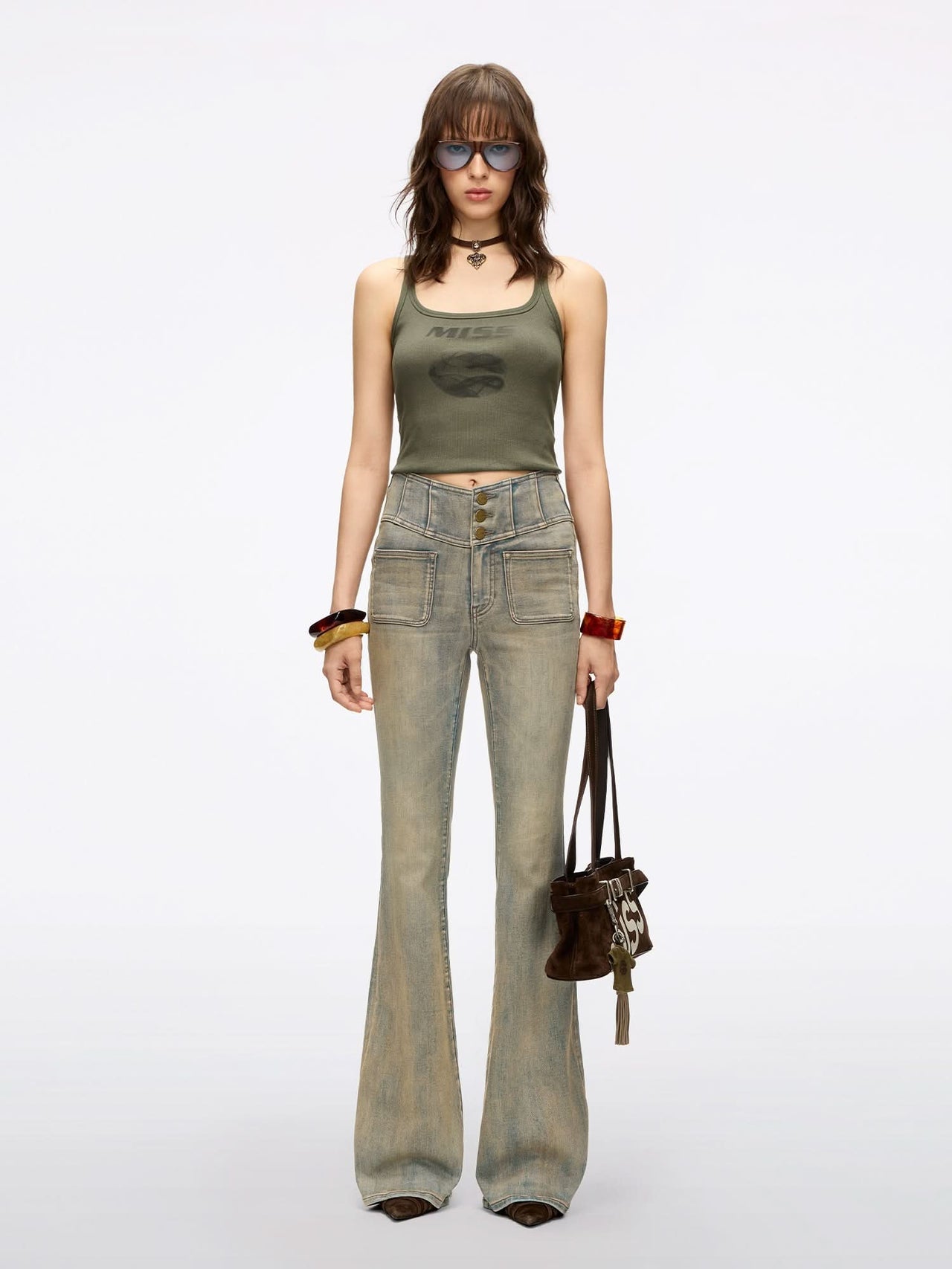 Distressed Flared Jeans-GLENDA PLUS 5