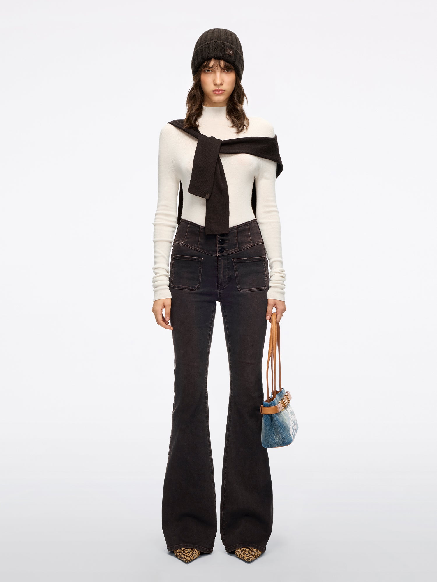 High Waisted Flared Jeans-GLENDA PLUS 5