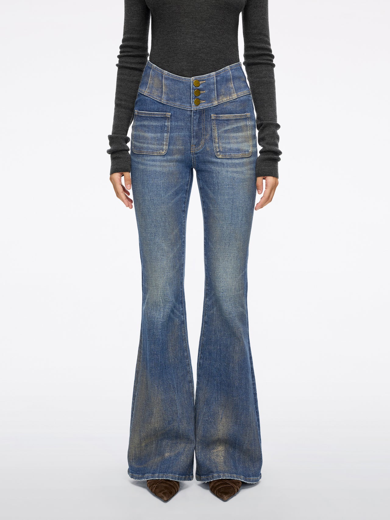 High Waisted Flared Jeans-GLENDA PLUS 5