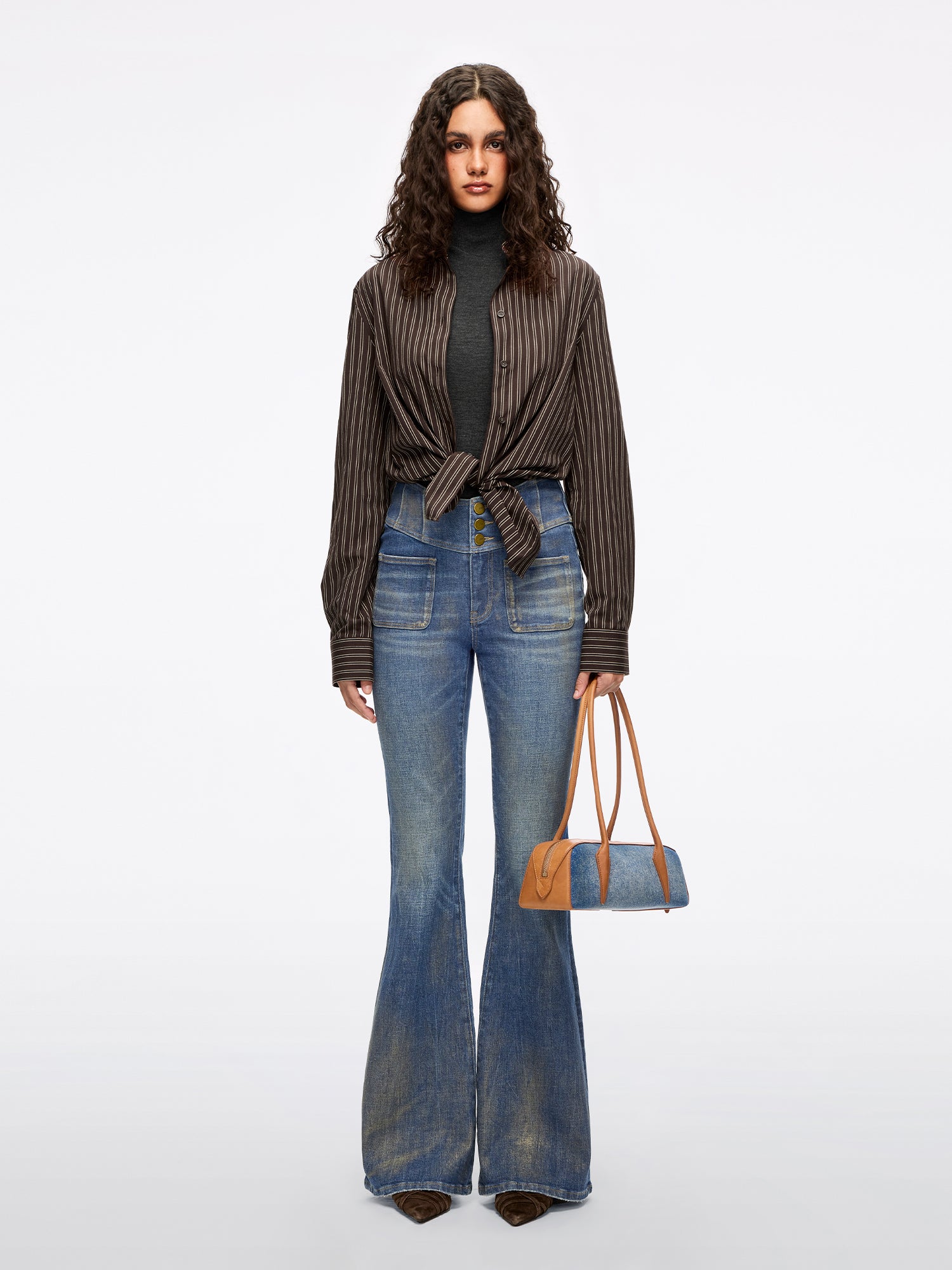 High Waisted Flared Jeans-GLENDA PLUS 5