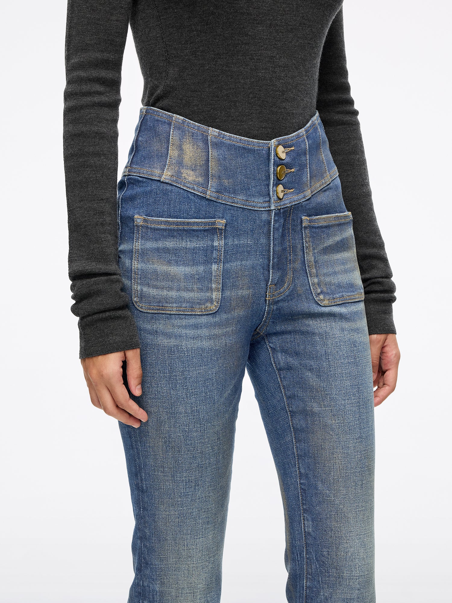 High Waisted Flared Jeans-GLENDA PLUS 5
