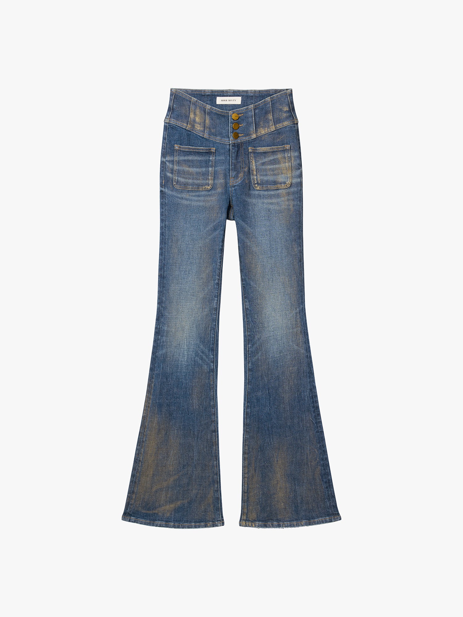 High Waisted Flared Jeans-GLENDA PLUS 5
