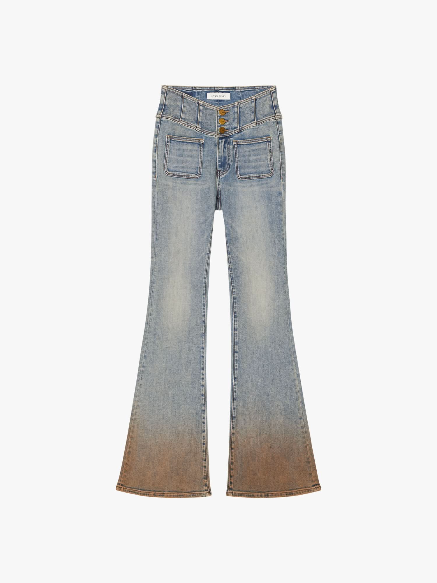 Distressed Flared Jeans-GLENDA PLUS 5