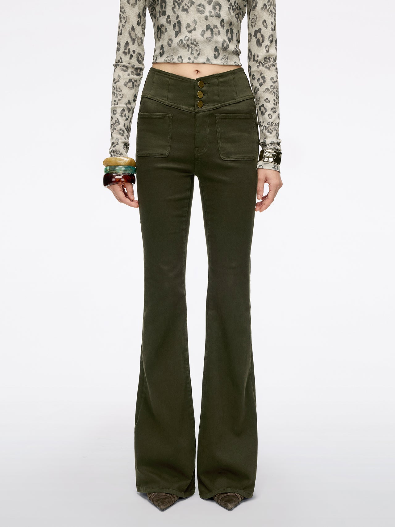 High Waisted Flared Jeans-GLENDA PLUS 5