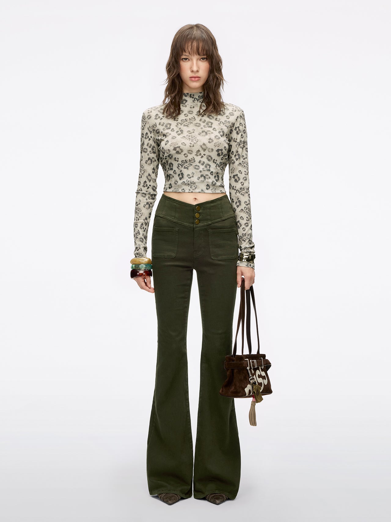 High Waisted Flared Jeans-GLENDA PLUS 5