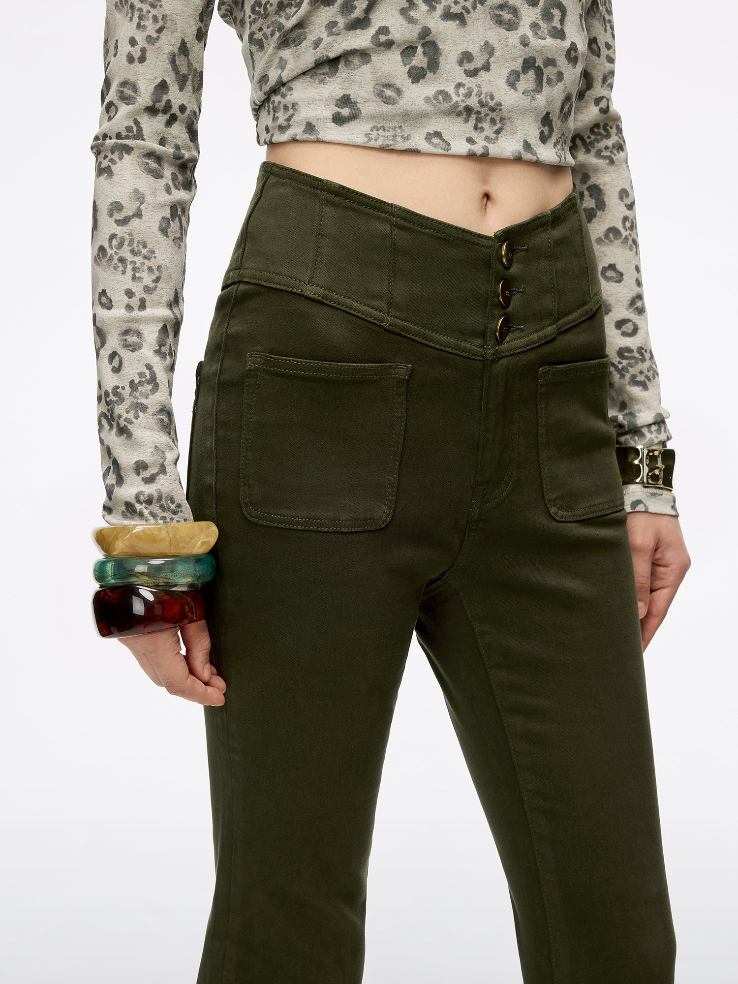 High Waisted Flared Jeans-GLENDA PLUS 5