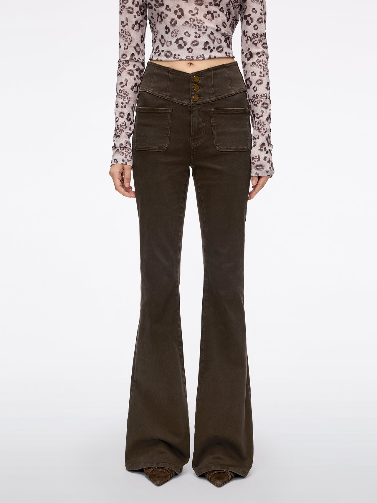 High Waisted Flared Jeans-GLENDA PLUS 5