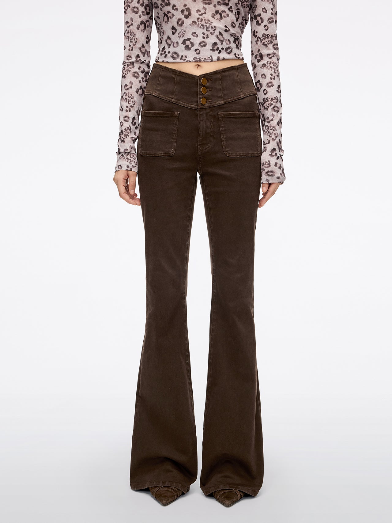 High Waisted Flared Jeans-GLENDA PLUS 5