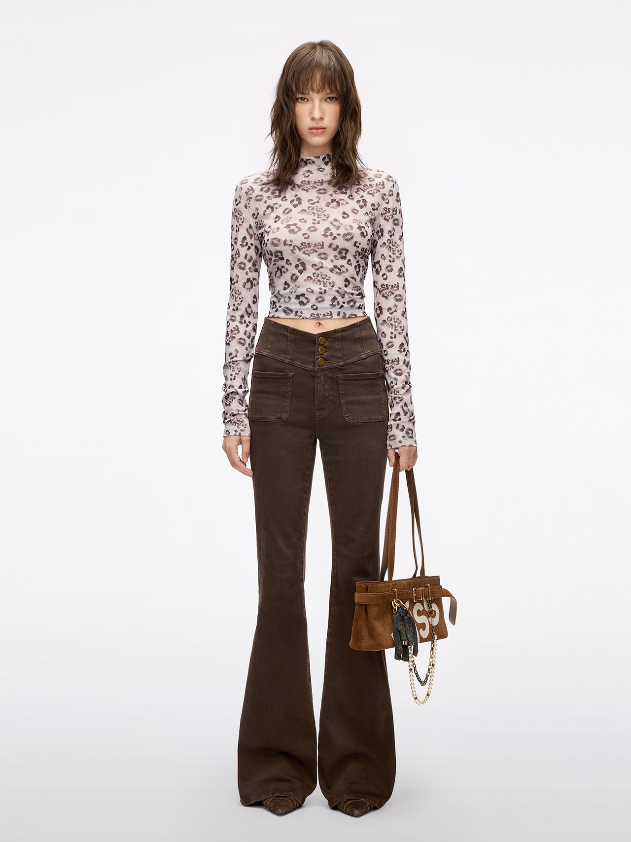 High Waisted Flared Jeans-GLENDA PLUS 5