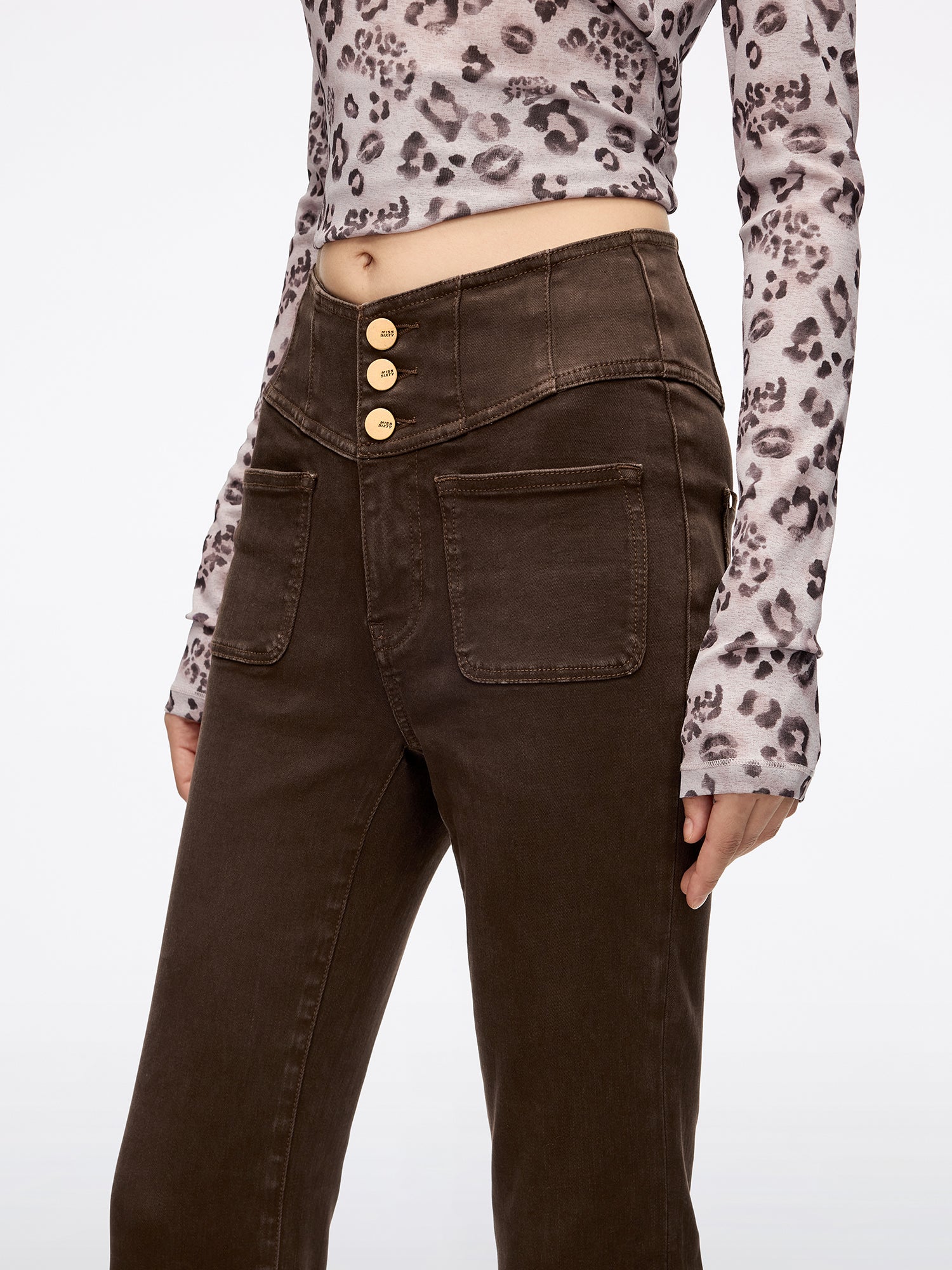 High Waisted Flared Jeans-GLENDA PLUS 5