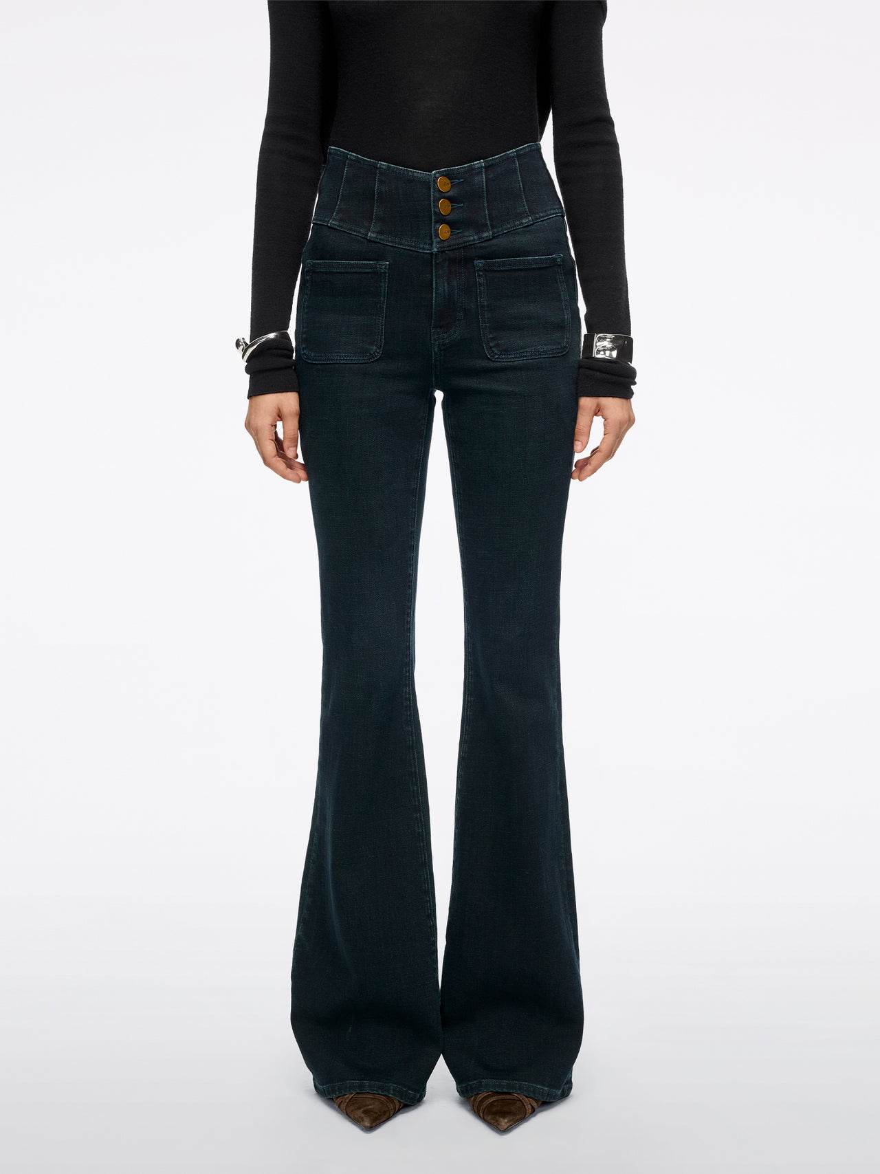 High Waisted Flared Jeans-GLENDA PLUS 5