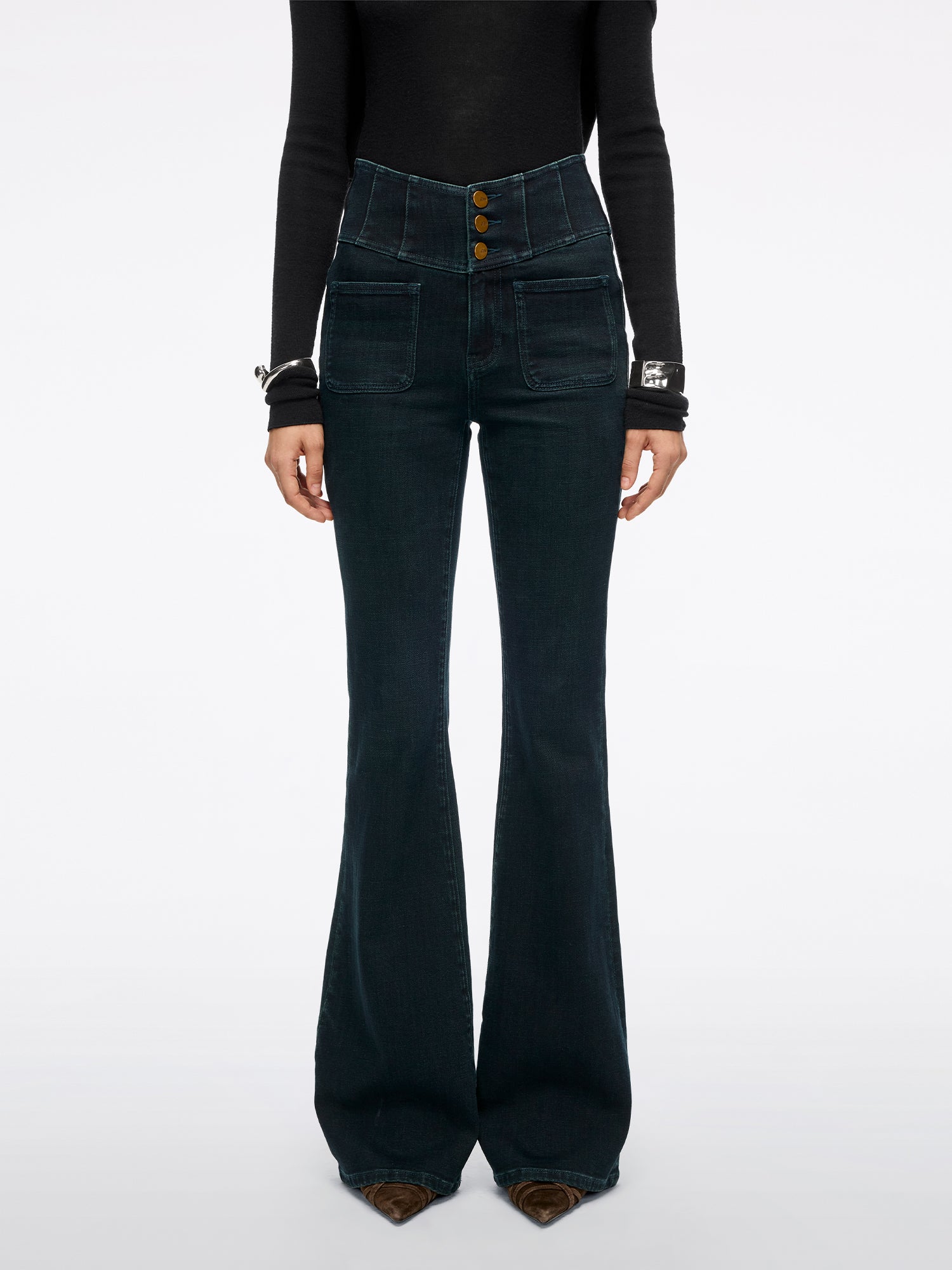 High Waisted Flared Jeans-GLENDA PLUS 5
