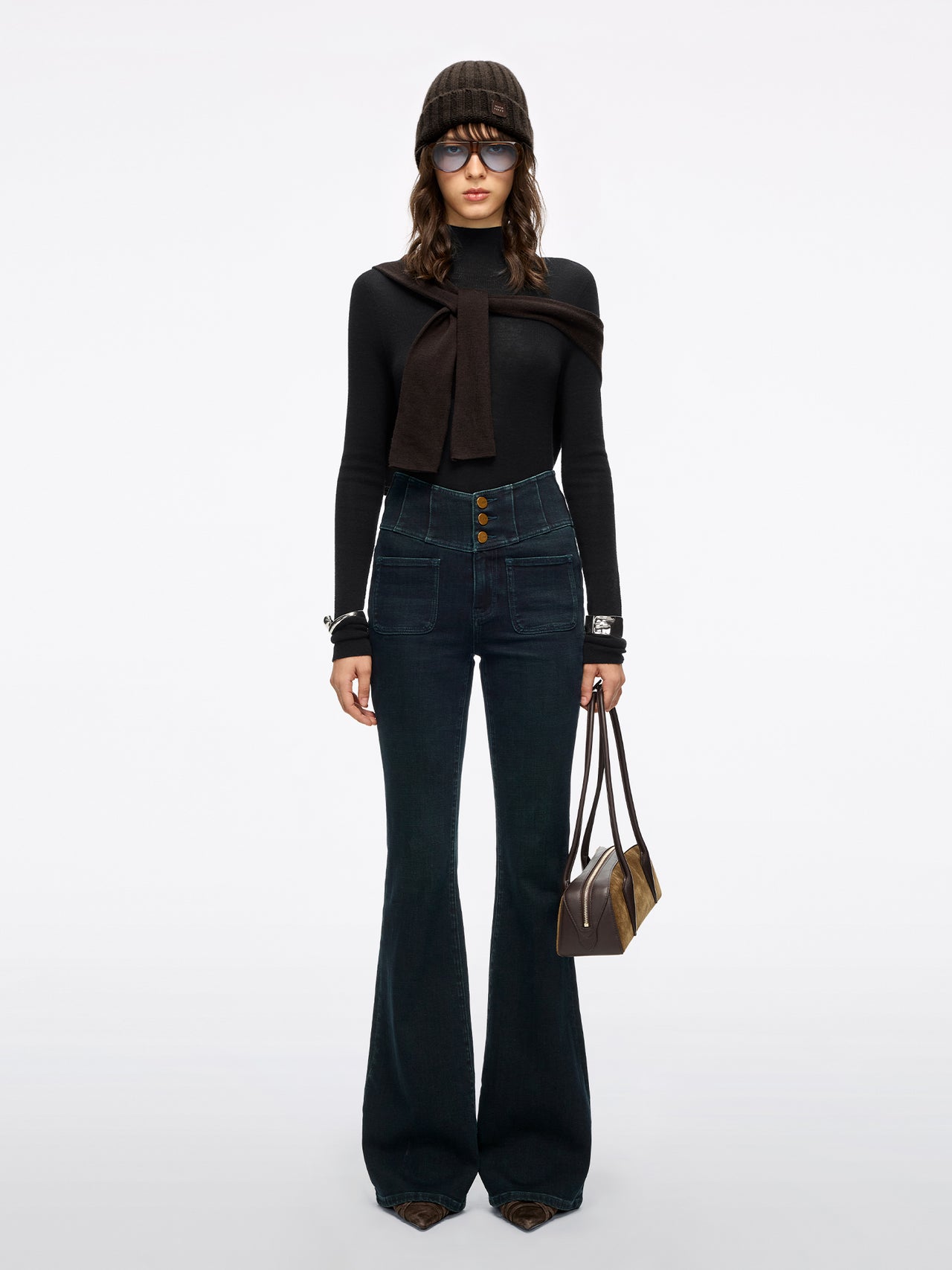 High Waisted Flared Jeans-GLENDA PLUS 5
