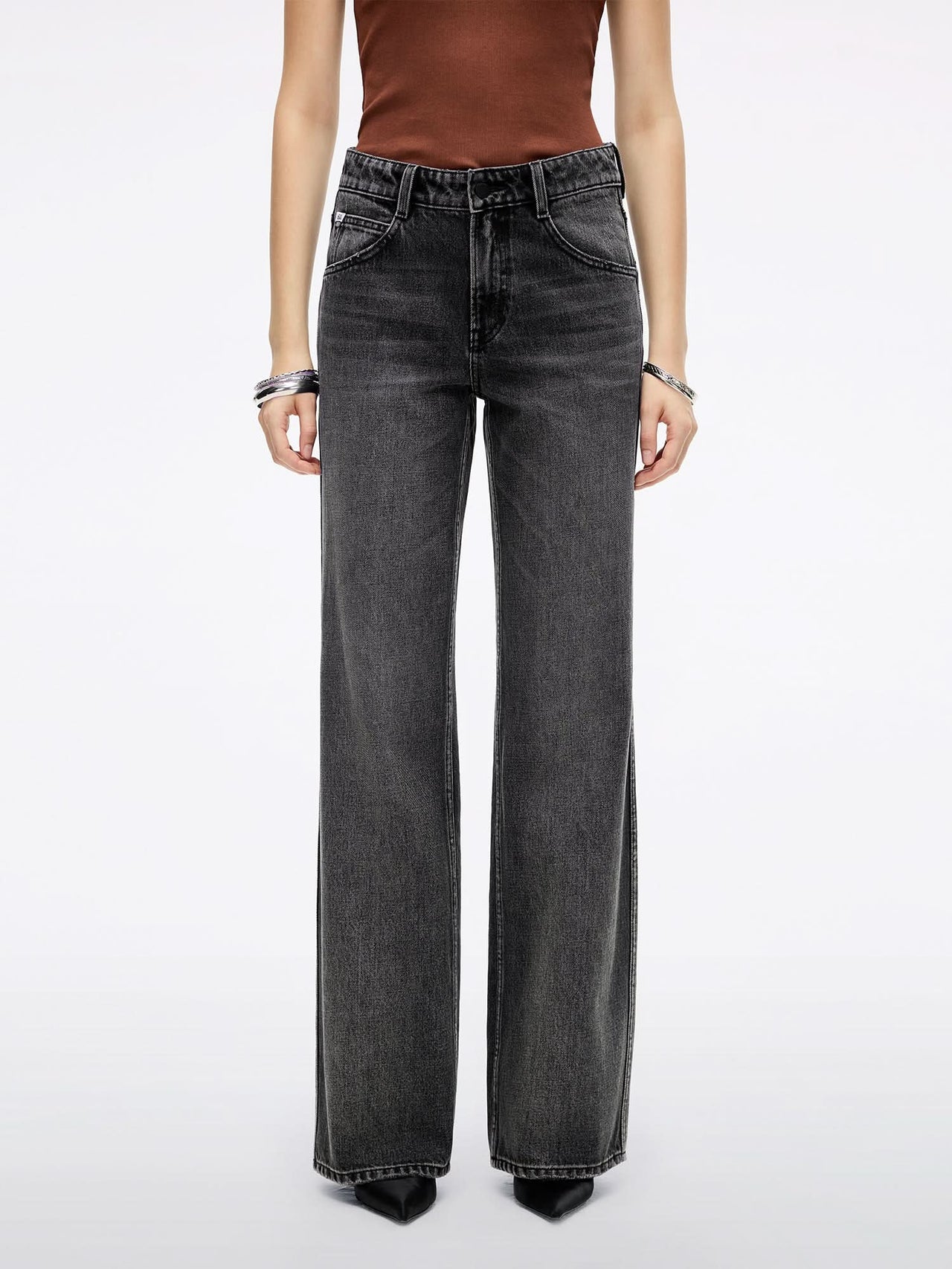 Distressed Straight-Leg Jeans