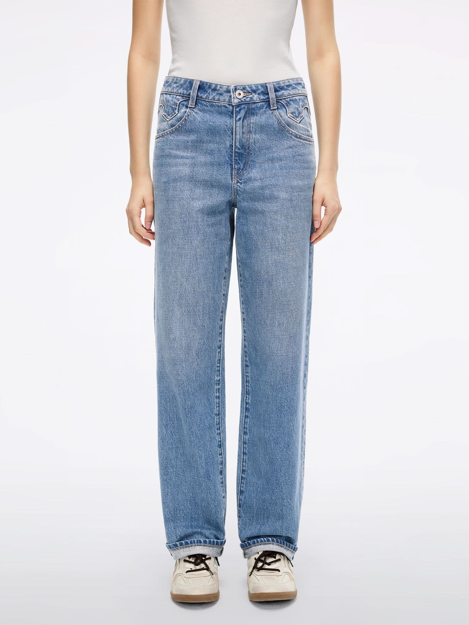 Distressed Denim Jeans-BELLA