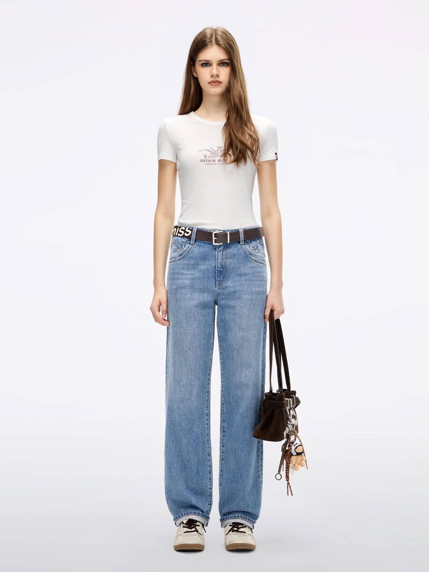Distressed Denim Jeans-BELLA