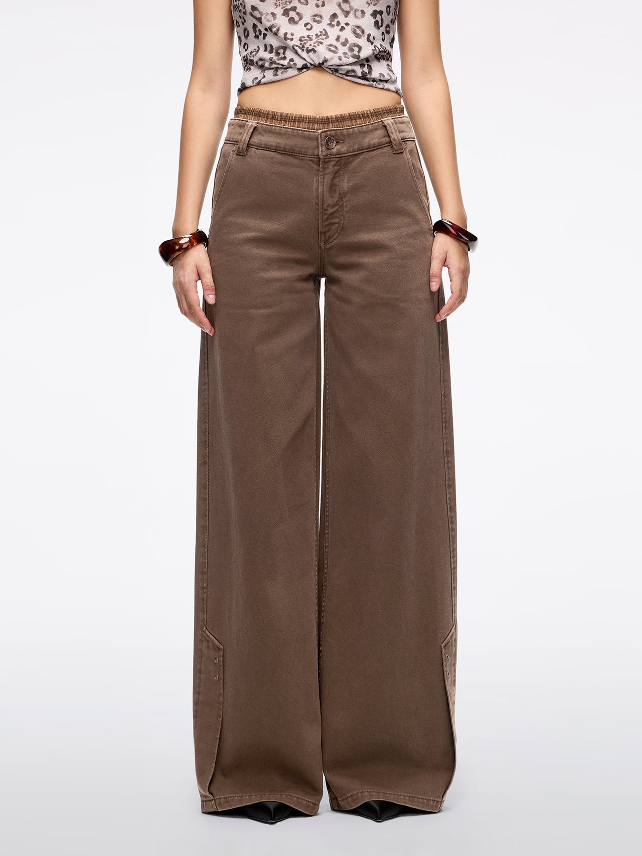 Double-Waistband Straight-Leg Jeans