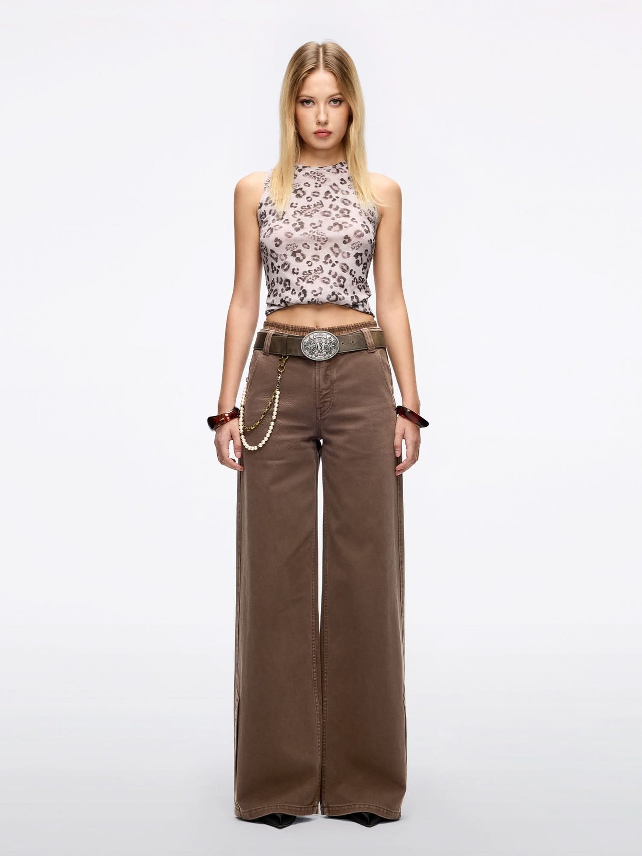 Double-Waistband Straight-Leg Jeans