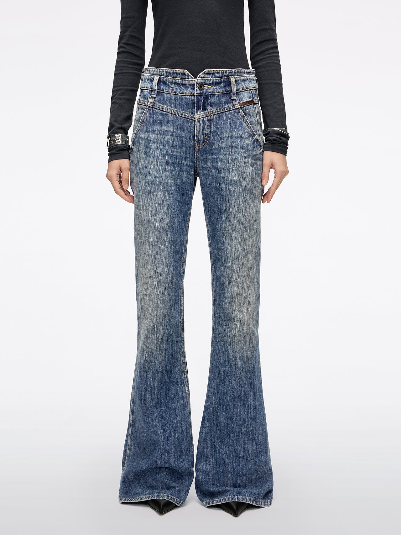 High Waisted Flared Denim Jeans-ALICE