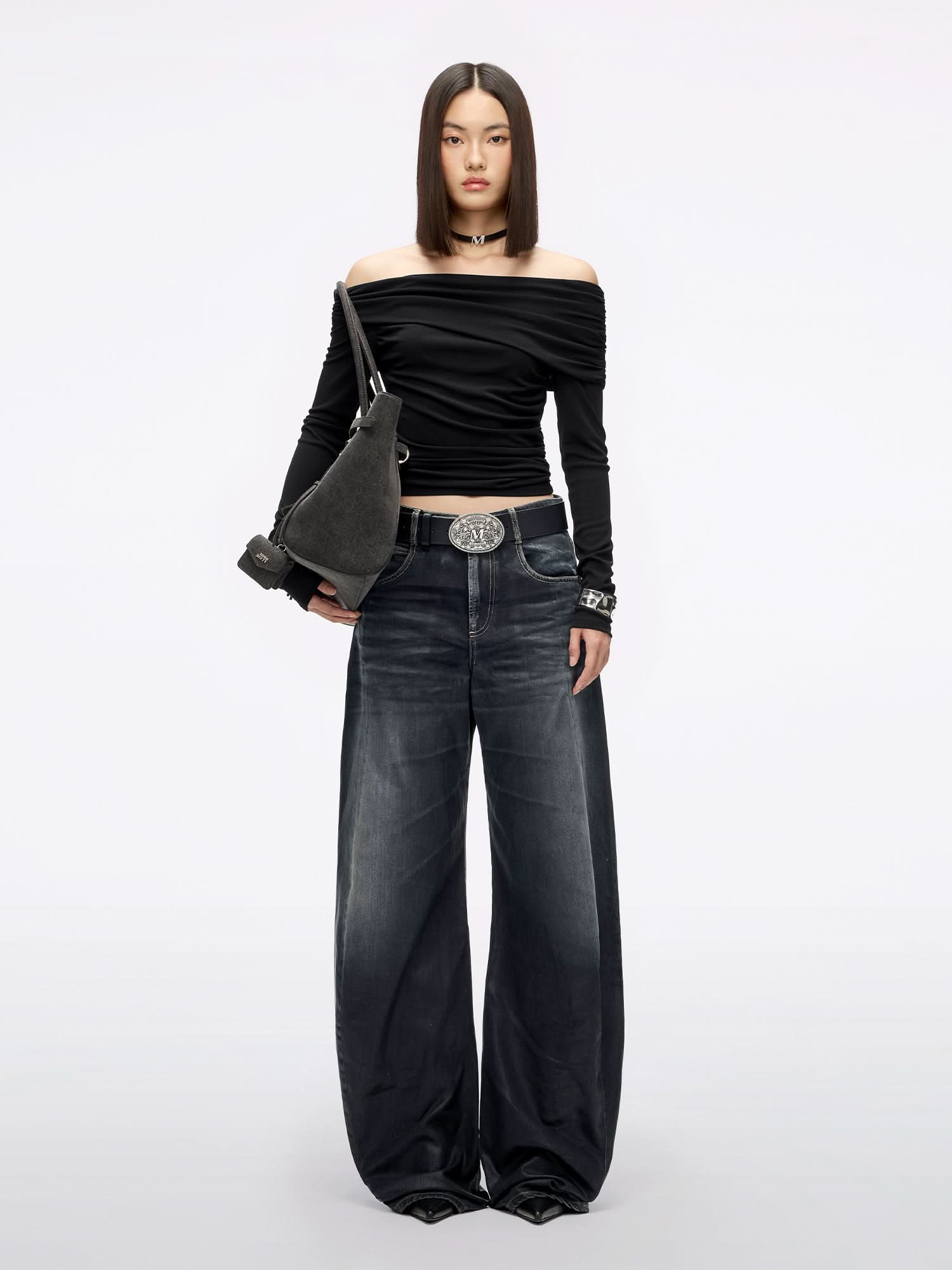 Coated Loose-Fit Jeans
