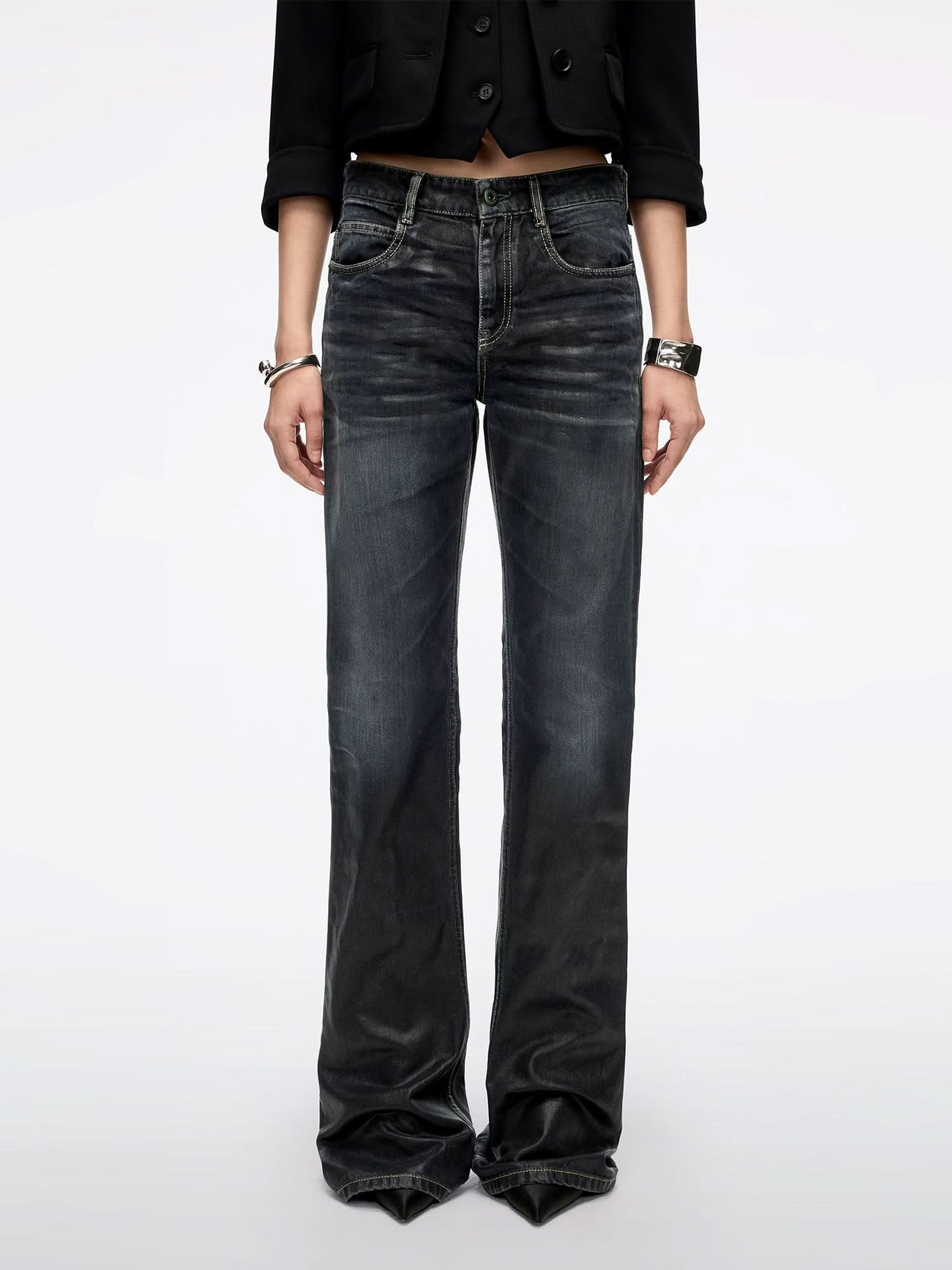 Coated Flared Jeans