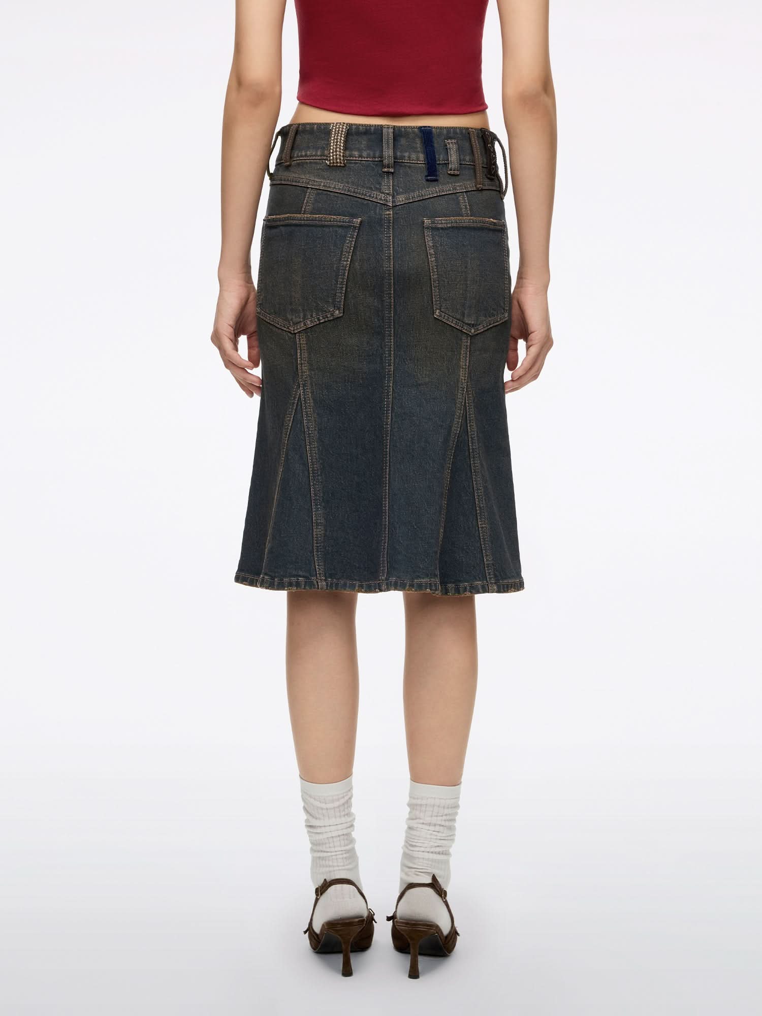Belt Loop Mermaid Denim Skirt